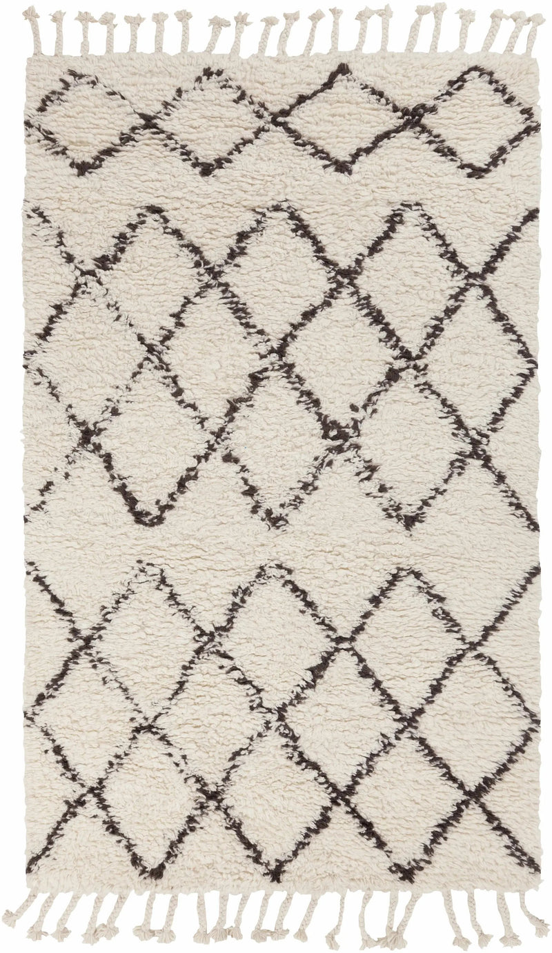 Catoosa White/Black Trellis Wool Rug - Clearance by Boutique Rugs