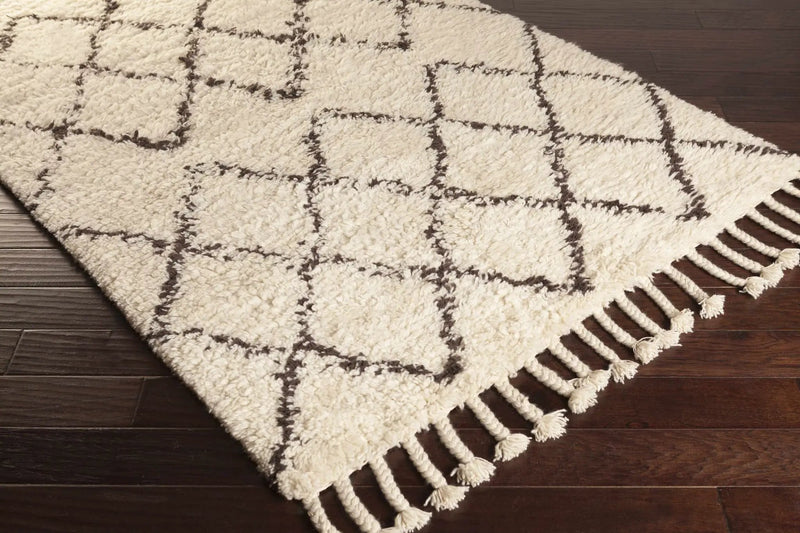 Catoosa White/Black Trellis Wool Rug - Clearance by Boutique Rugs