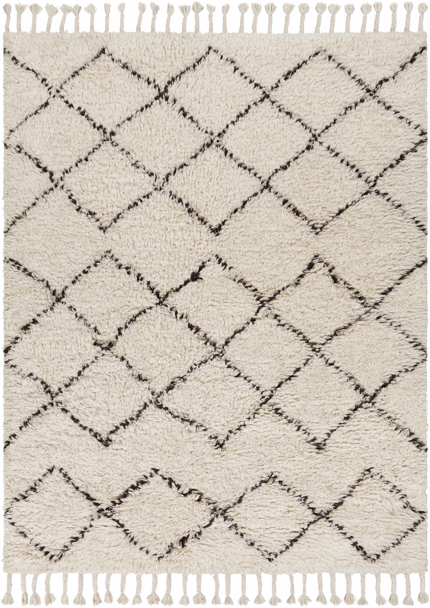 Catoosa White/Black Trellis Wool Rug - Clearance by Boutique Rugs