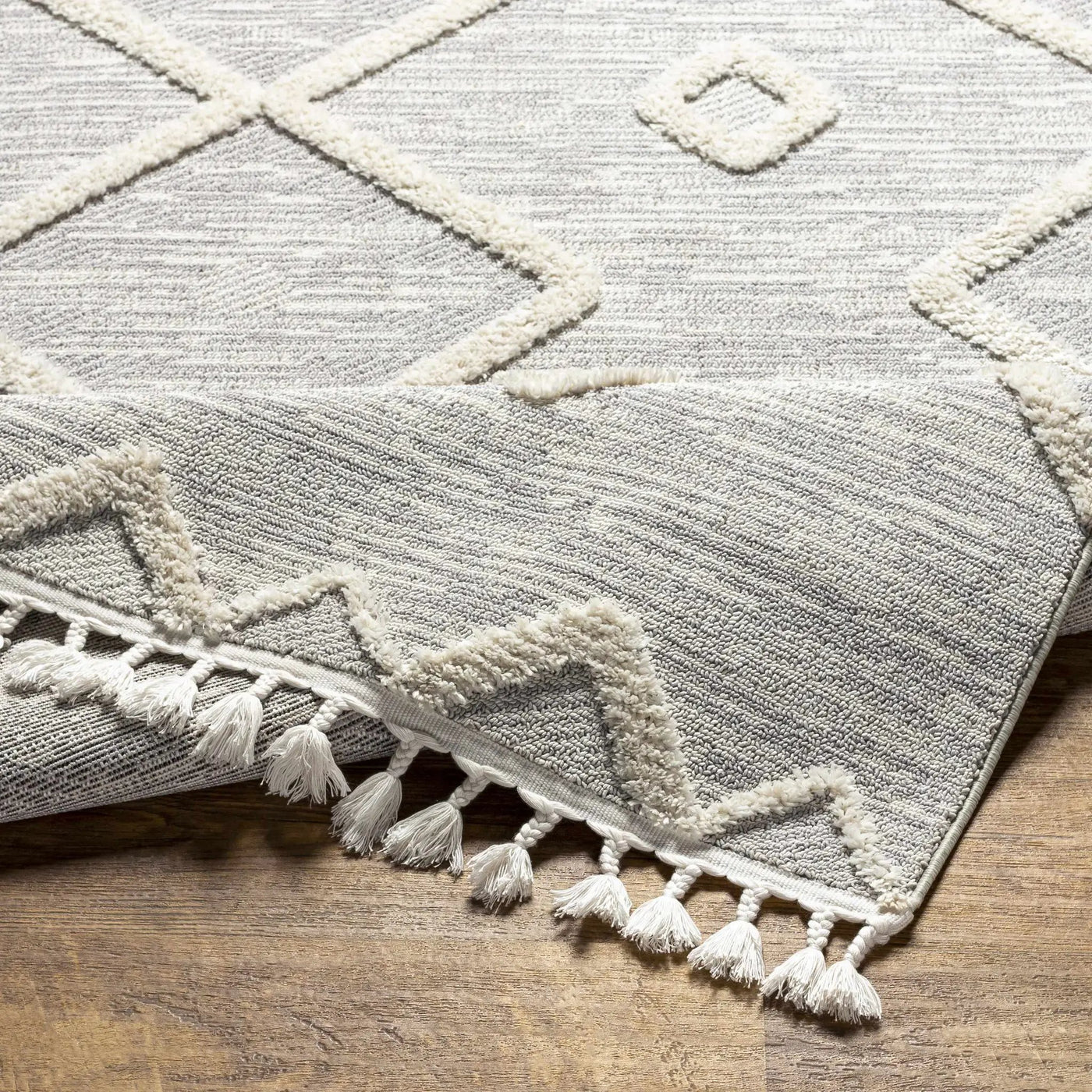 Cauldwell High/Low Pile Rug with Tassels - Clearance by Boutique Rugs