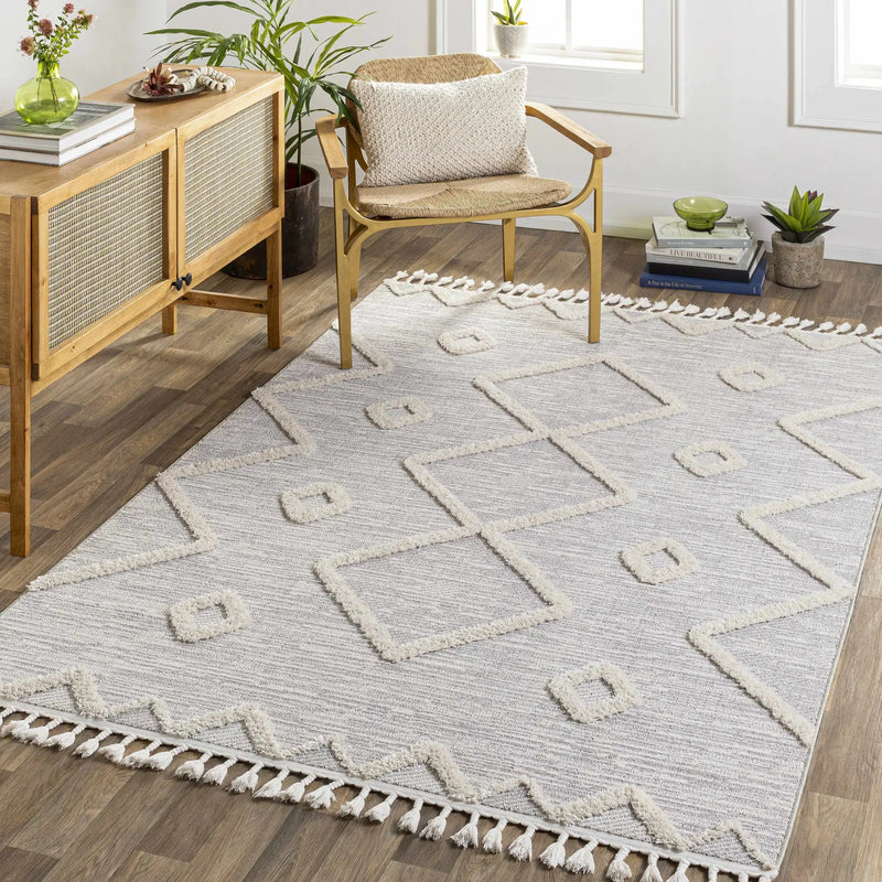Cauldwell High/Low Pile Rug with Tassels - Clearance by Boutique Rugs