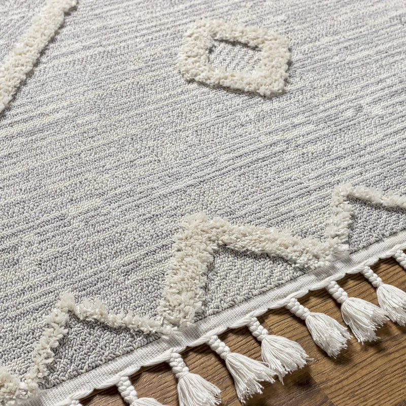 Cauldwell High/Low Pile Rug with Tassels - Clearance by Boutique Rugs