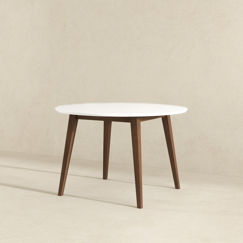 White Round Dining Table with Solid Wood Construction - White, photo 9 of 10