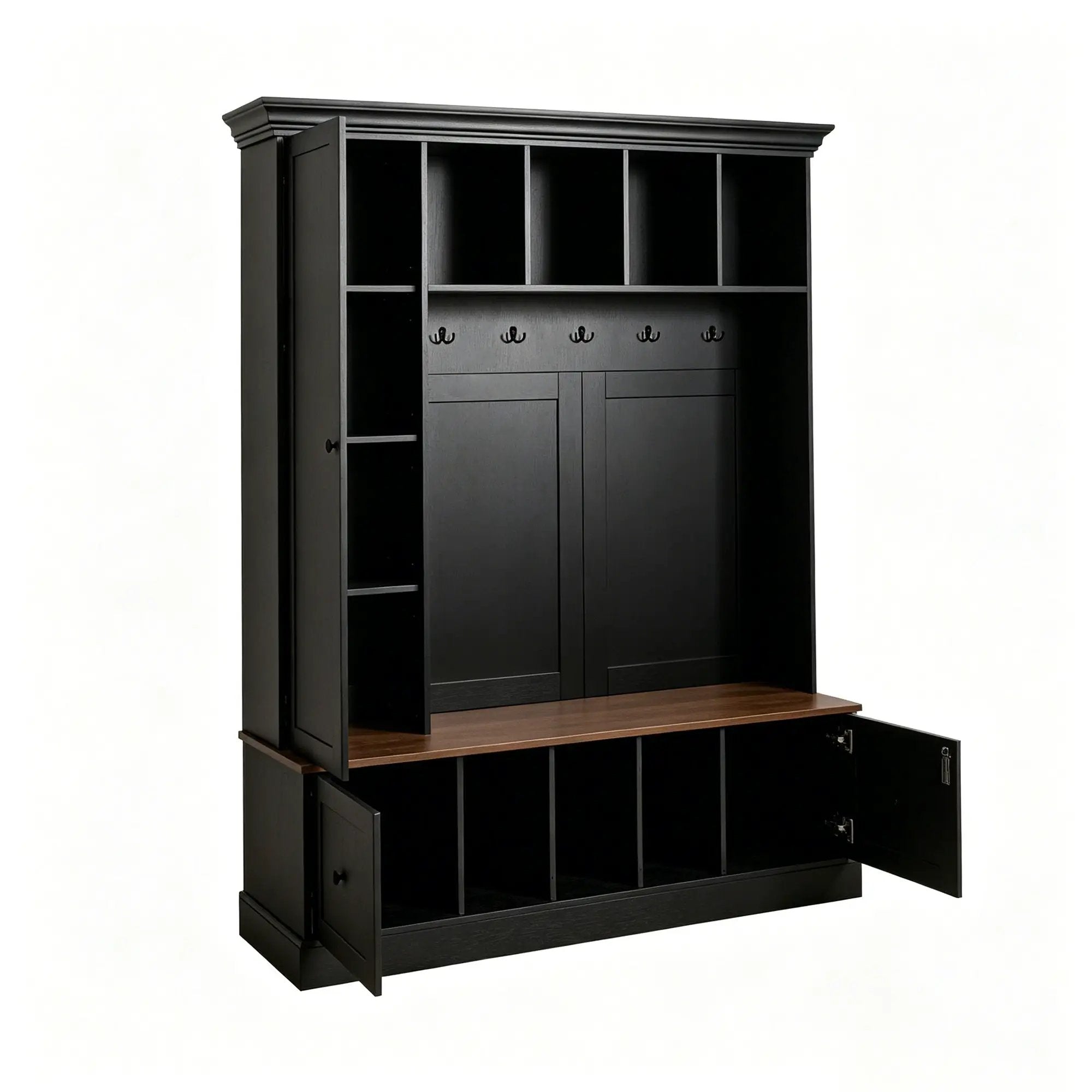 Vibe Haus 62.2'' Farmhouse Hall Tree with Shoe Storage Bench by HouseOfZazla