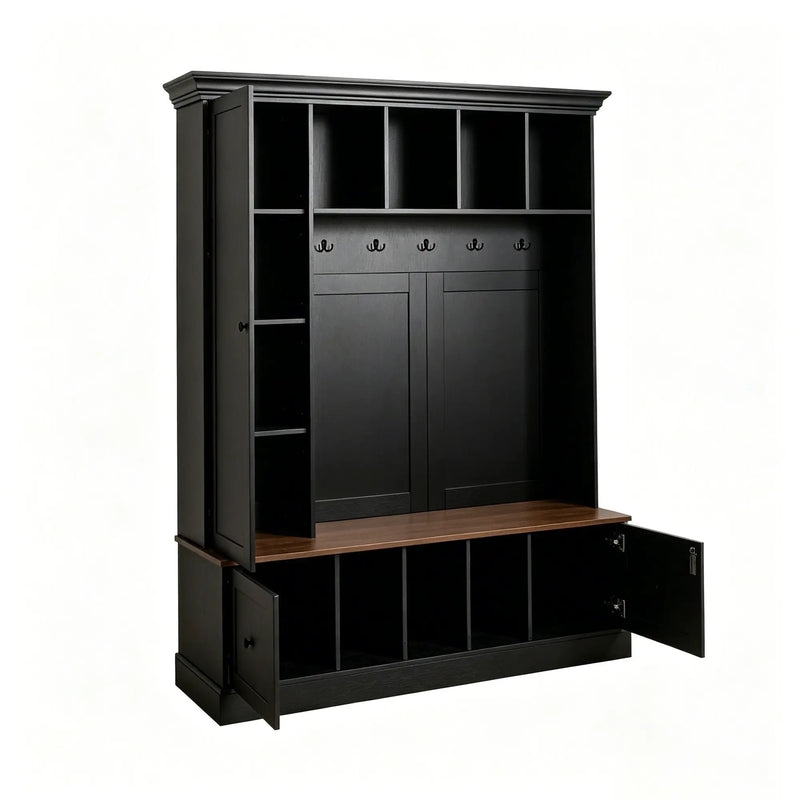 Vibe Haus 62.2'' Farmhouse Hall Tree with Shoe Storage Bench by HouseOfZazla