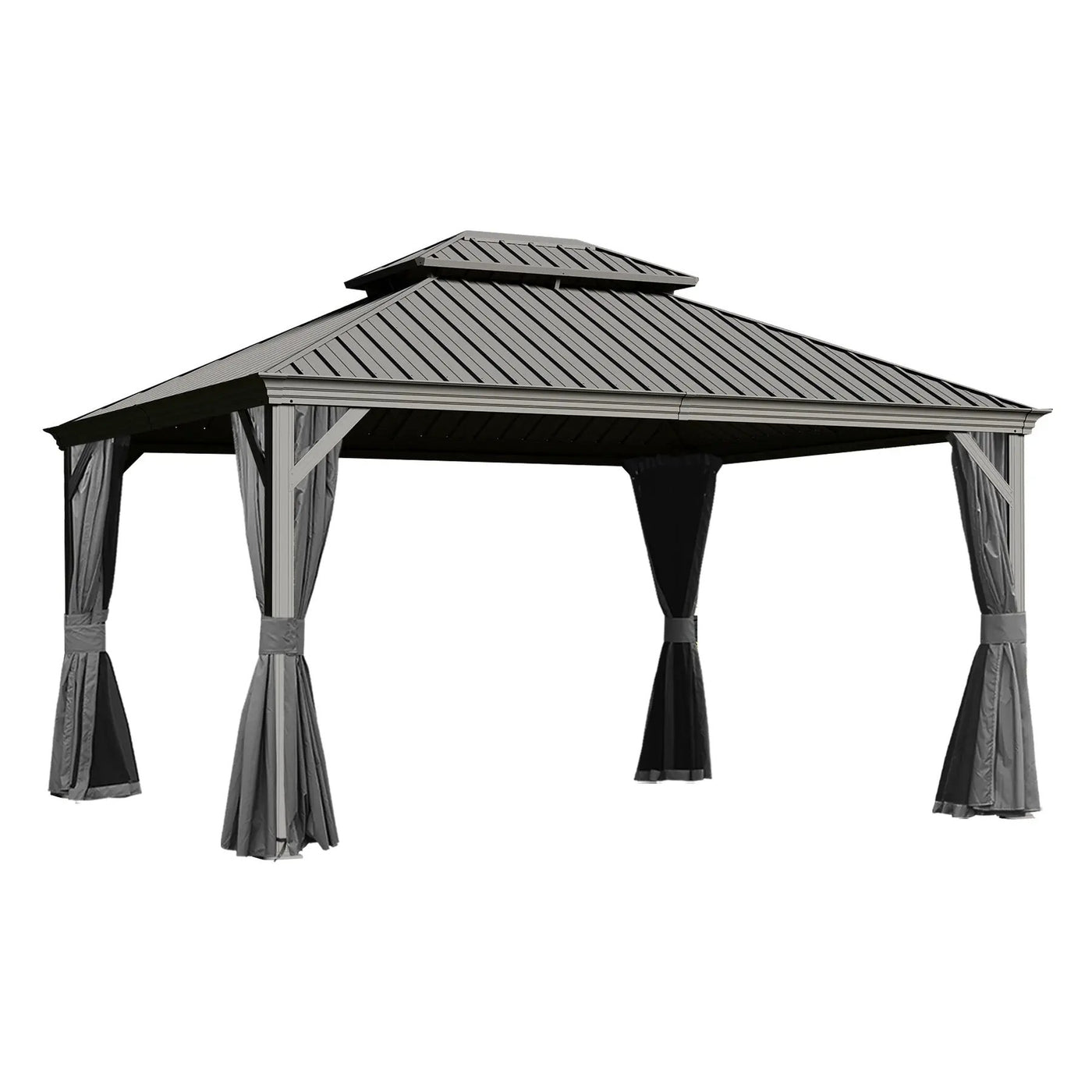 10x13ft Outdoor Gazebo with Galvanized Steel Double Roof by HouseOfZazla