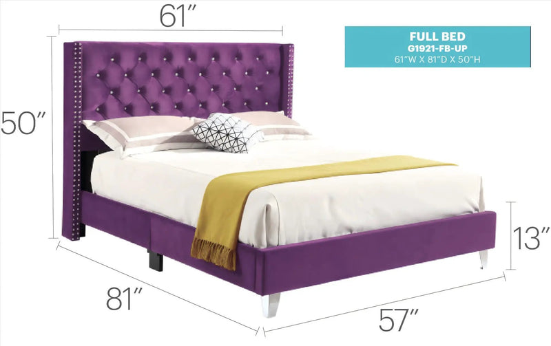Upholstered Nailhead Trim Chic Bed by Unique Piece Furniture