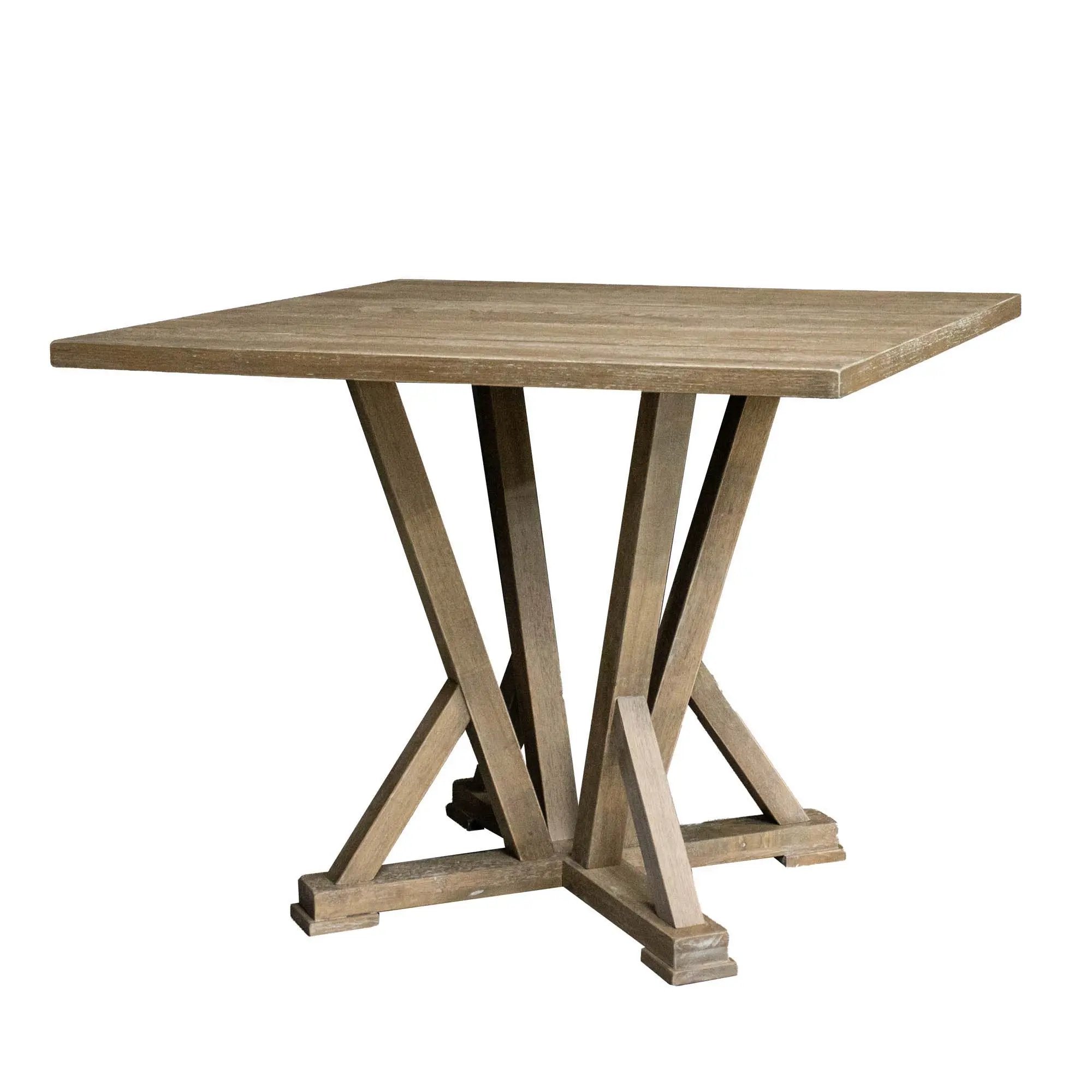 Modern Farmhouse Square Counter Table Solid Wood Rubberwood Antique Finishing Rustic Look Distressed Look Wire Brushed For 4 Seaters - Grayish Brown by Unique Piece Furniture