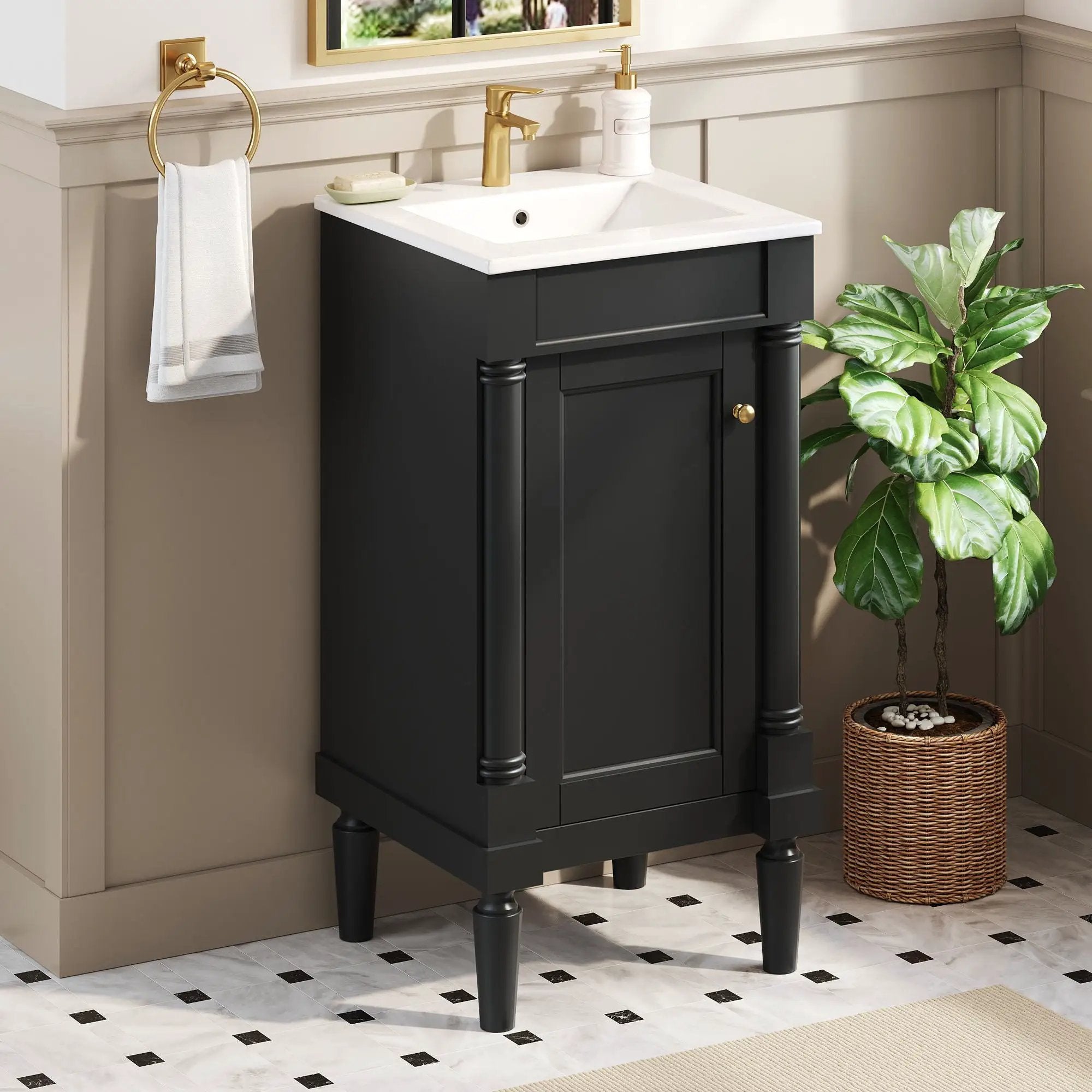 French Style Bathroom Cabinet With Sink, Adjustable Shelf by Unique Piece Furniture