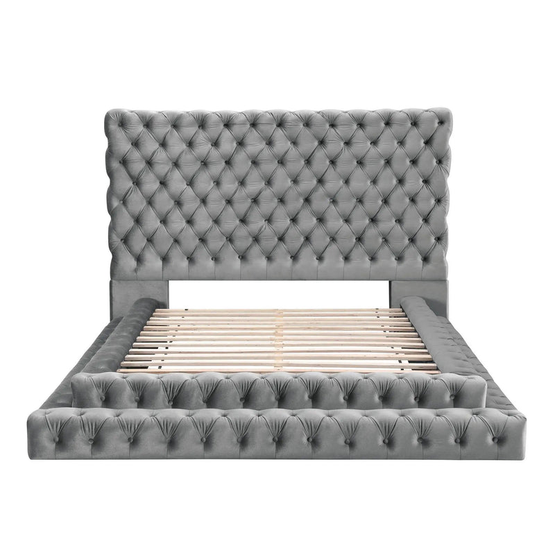 Tufted Oversized Headboard Platform Bed With Fully Upholstered Frame by Unique Piece Furniture