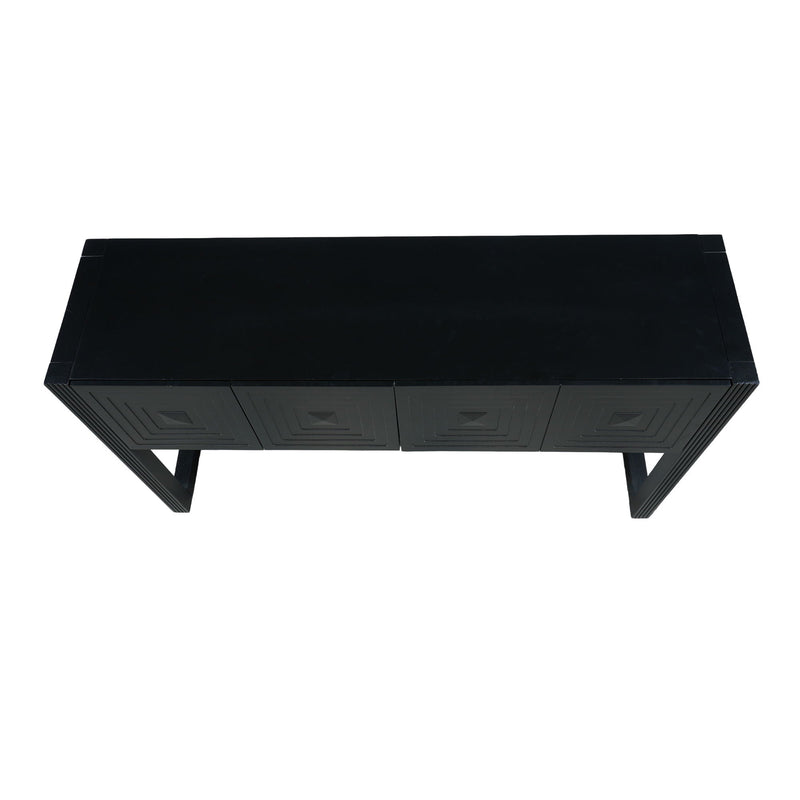 Geometric Carved Console Table With 3 Soft Close Drawers by HouseOfZazla