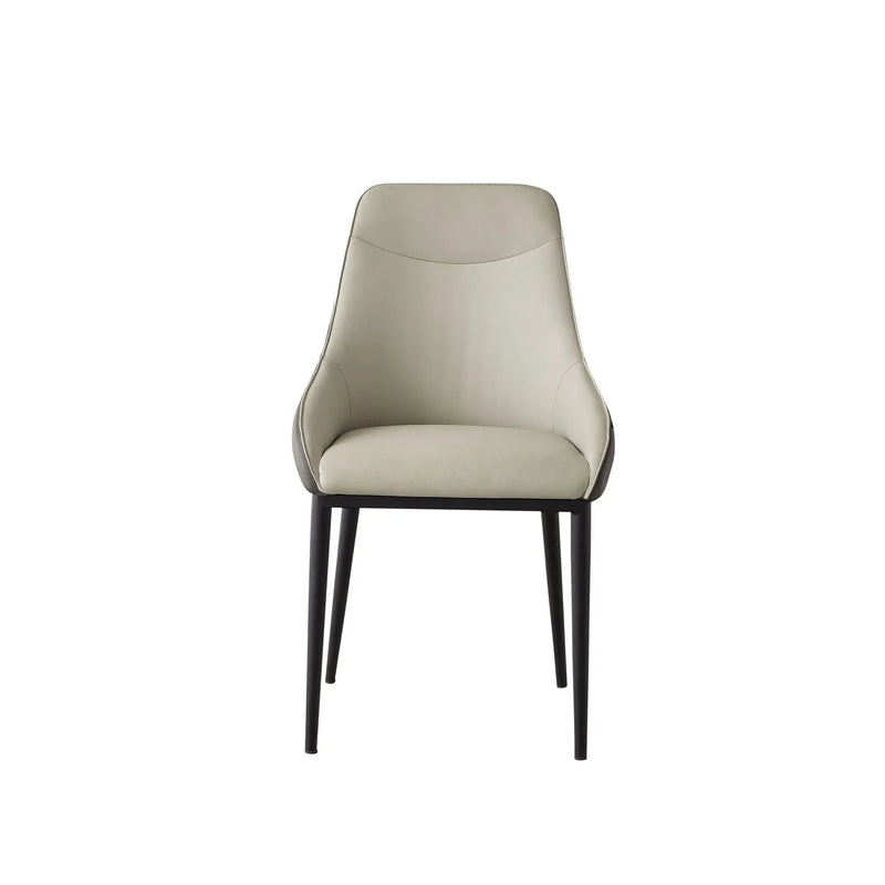 Modern Dining Chair Set Upholstered Seats Steel Metal Legs 2 Tone Contemporary Kitchen Living Room Furniture (Set of 2) - Black / Gray by Unique Piece Furniture