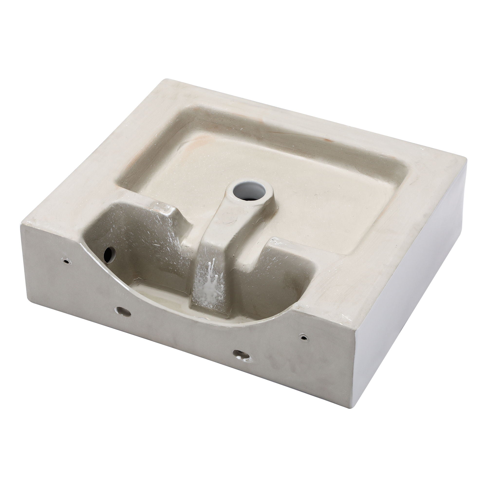 Modern Ceramic Rectangular Wall Mounted Bathroom Sink With Faucet Hole & Overflow by HouseOfZazla