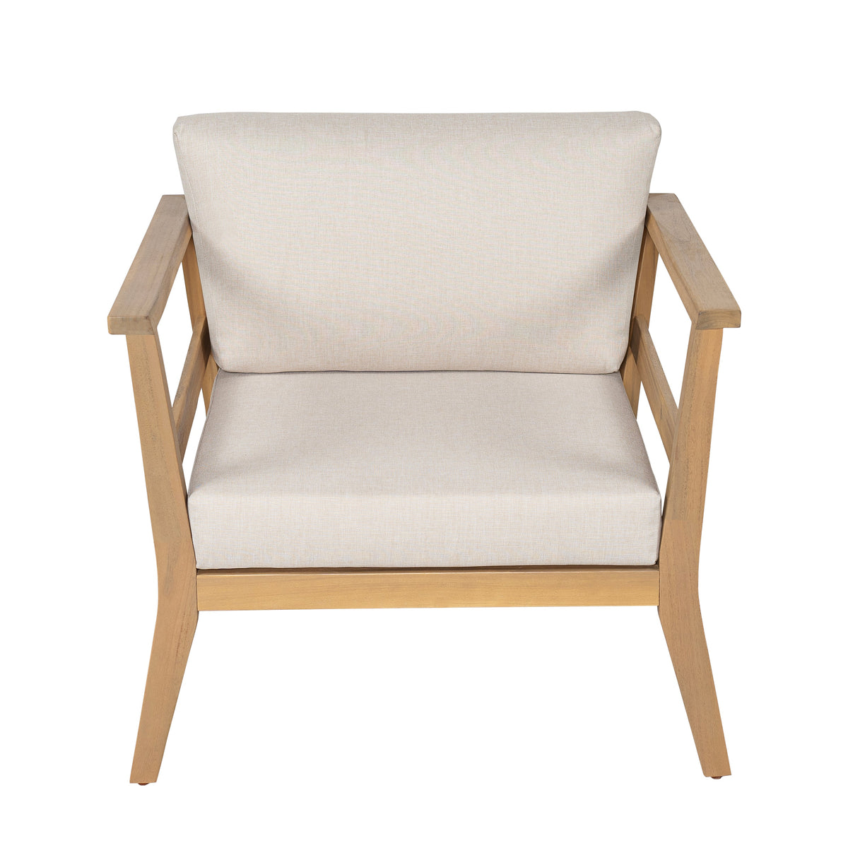 Acacia Wood Outdoor Club Chair with Arms - Removable Cushions, photo 3 of 10