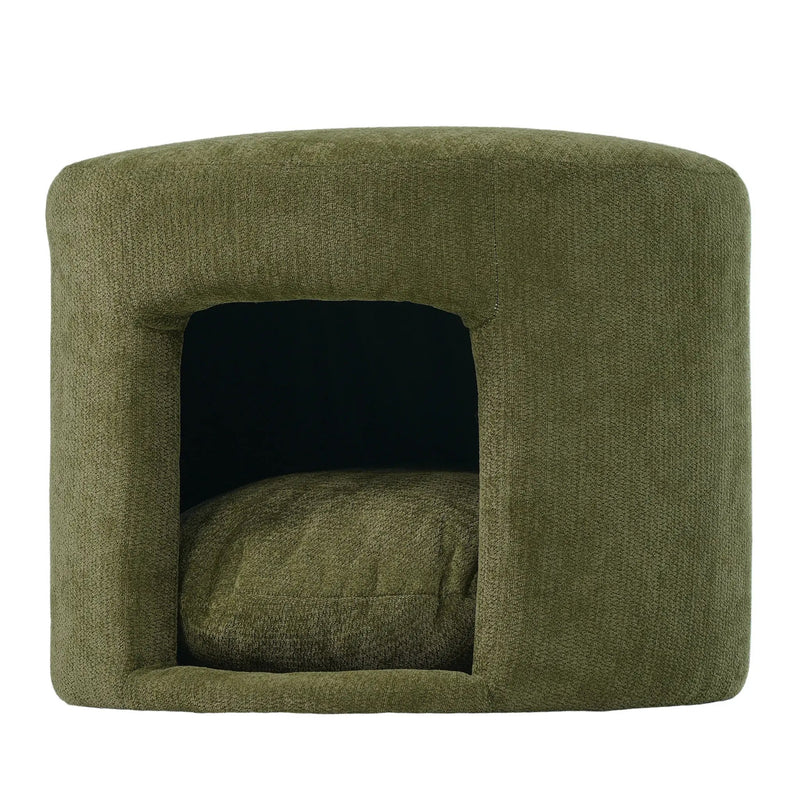 Green Pet Friendly Ottoman with Removable Pet Cushion and Hidden Pet Nook by HouseOfZazla