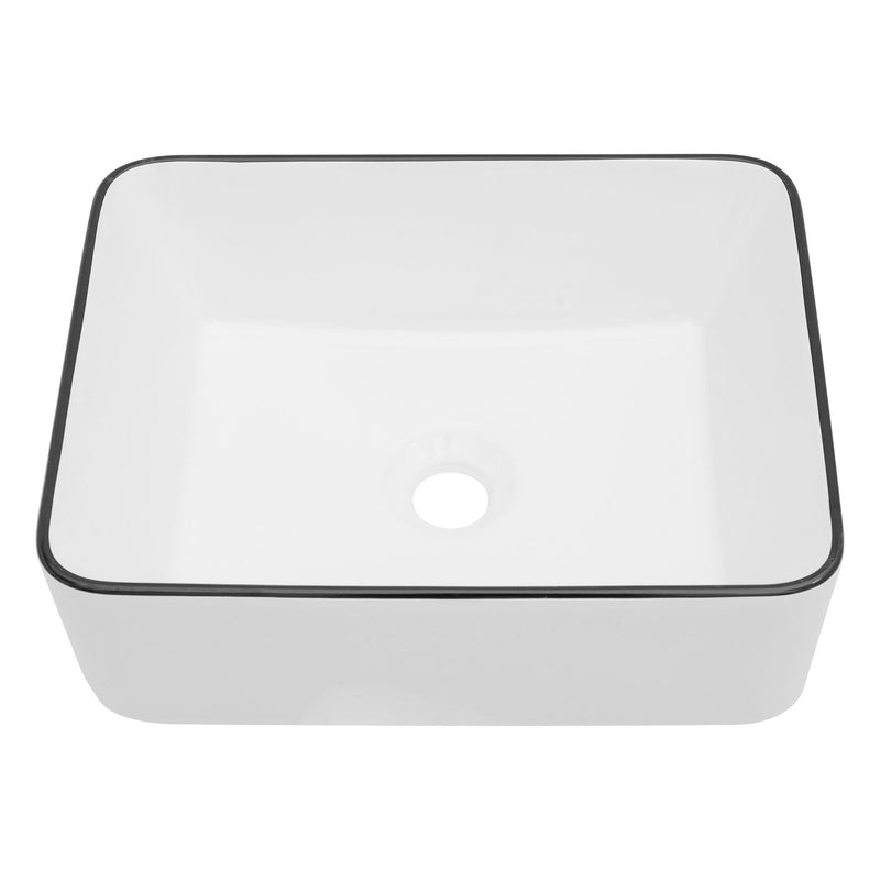 Modern European Style Ceramic Rectangular Vessel Bathroom Sink by HouseOfZazla
