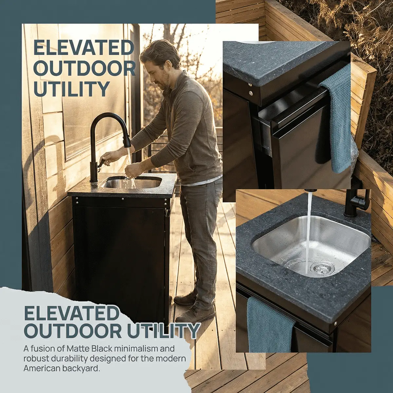 Single Door Sink Cabinet with Tap Stainless Steel Outdoor Kitchen by Chery Industrial