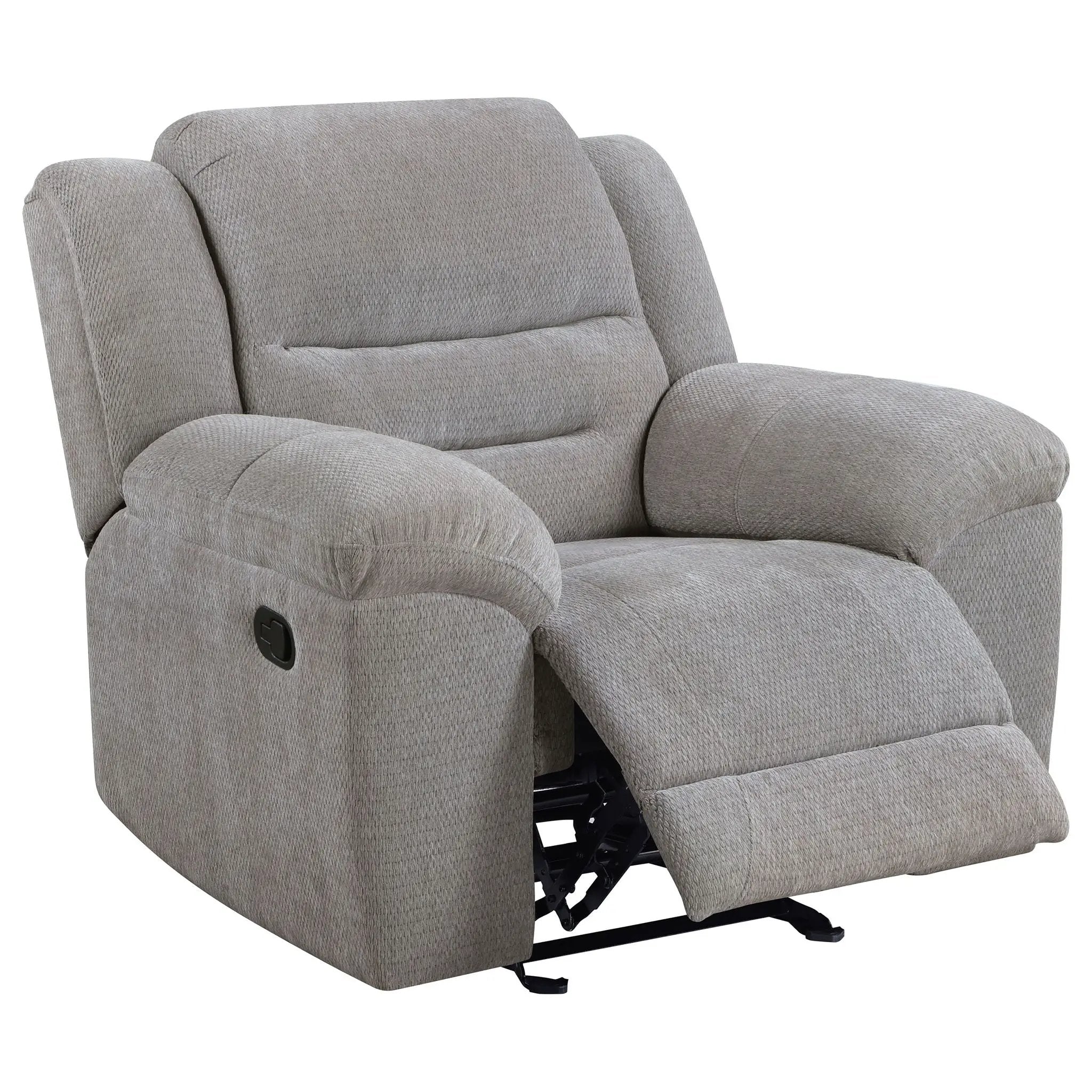 Gilson Chenille Upholstered Glider Recliner Chair Grey by Unique Piece Furniture