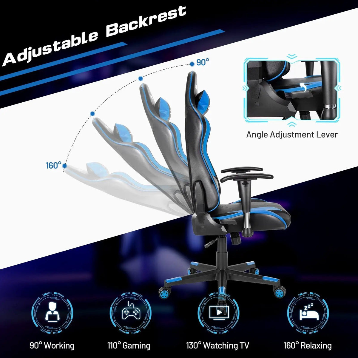 Gaming Chair Adjustable Swivel Racing Style Computer Office Chair by DirectDeals
