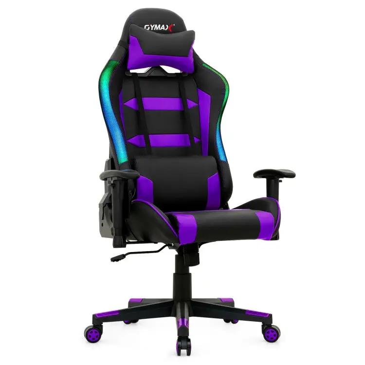 Adjustable Swivel Gaming Chair with LED Lights and Remote by DirectDeals