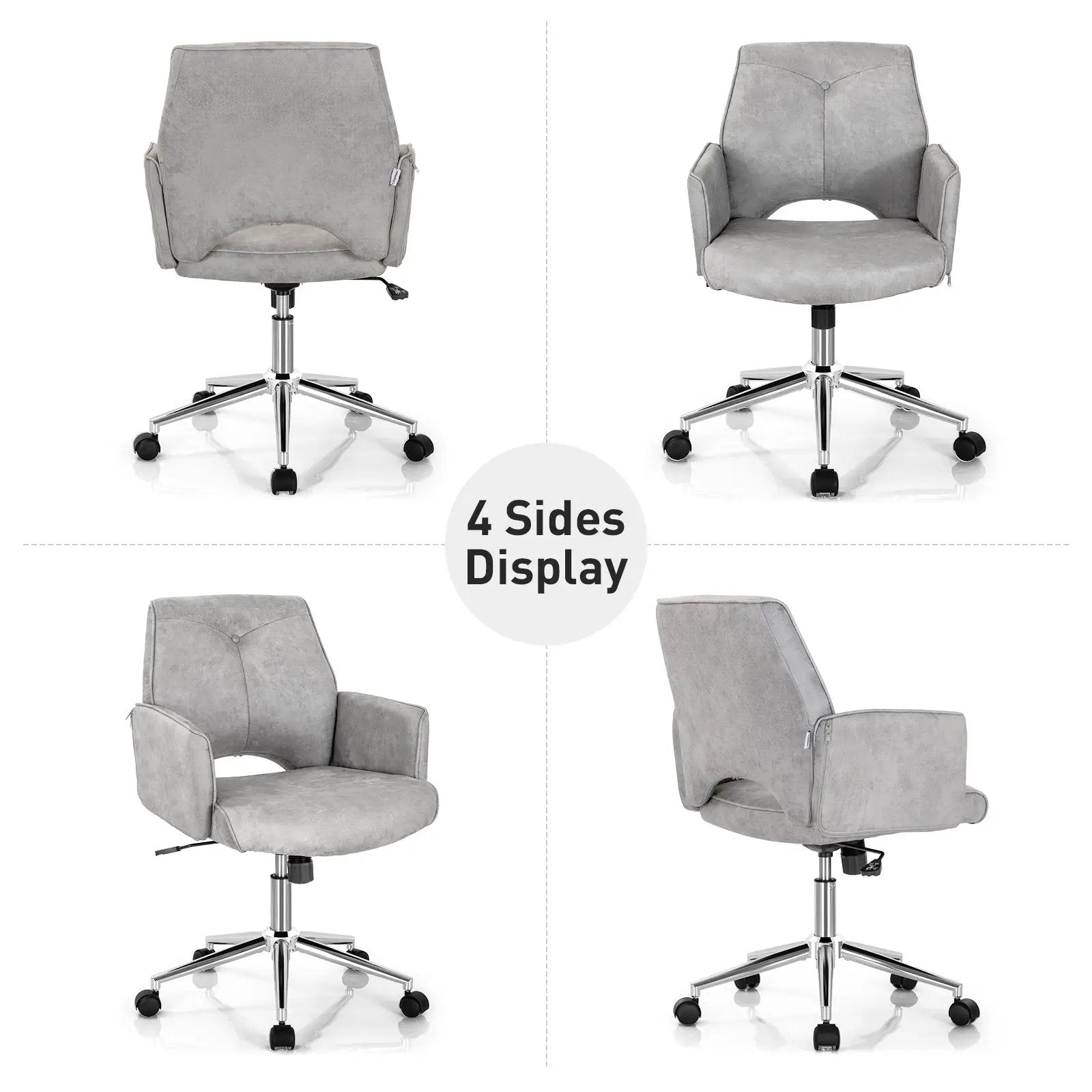 Adjustable Hollow Mid Back Leisure Office Chair with Armrest-Gray by DirectDeals