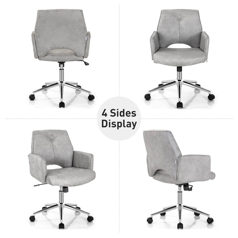 Adjustable Hollow Mid Back Leisure Office Chair with Armrest-Gray by DirectDeals