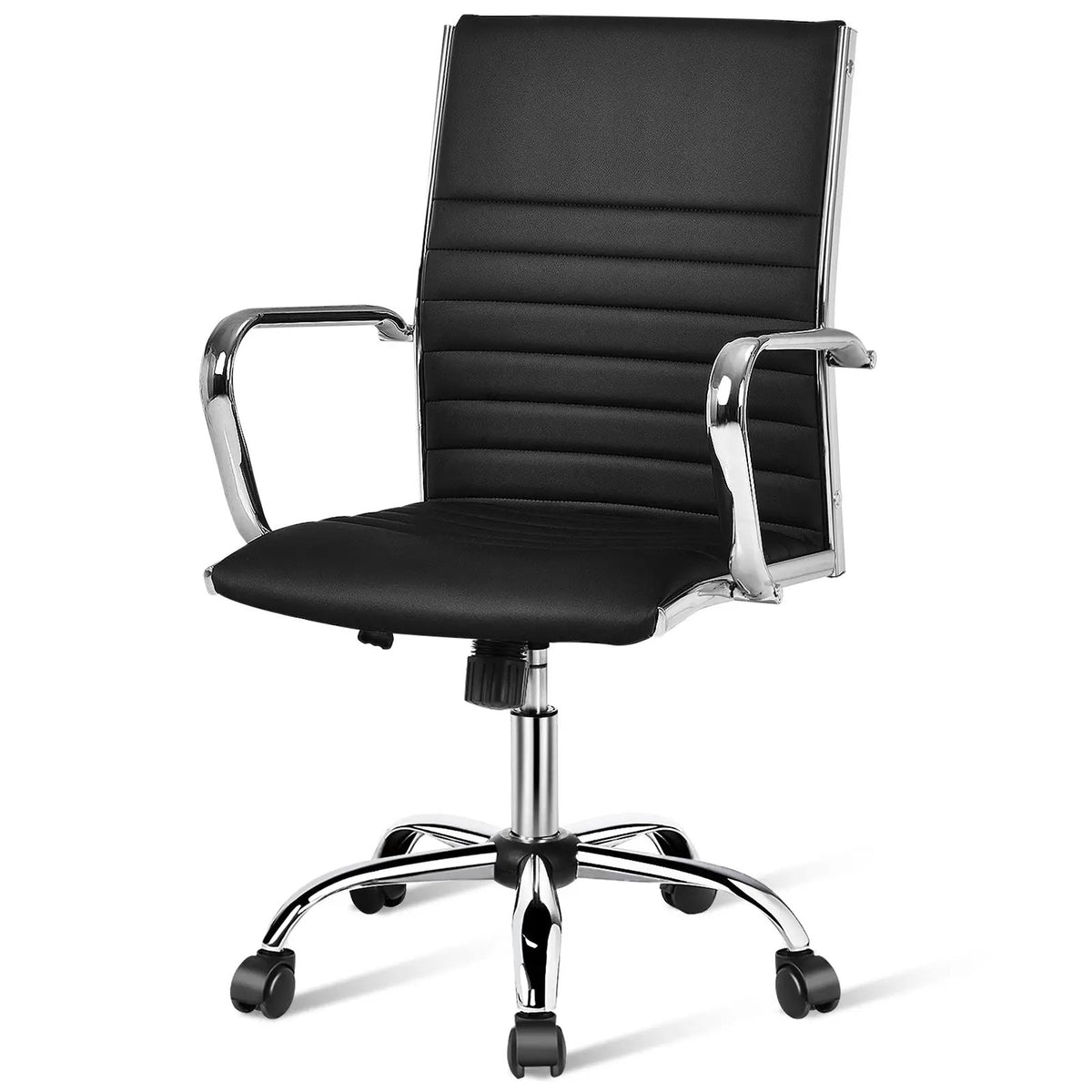 High Back Ribbed Office Chair with Armrests by DirectDeals