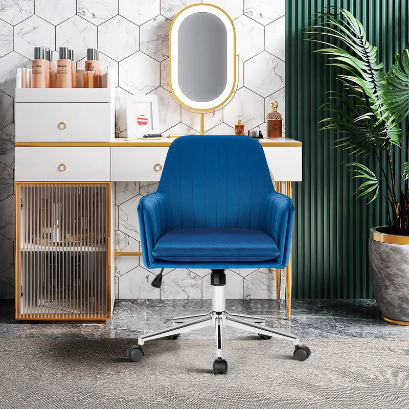 Velvet Accent Office Armchair with Adjustable Swivel and Removable Cushion by DirectDeals