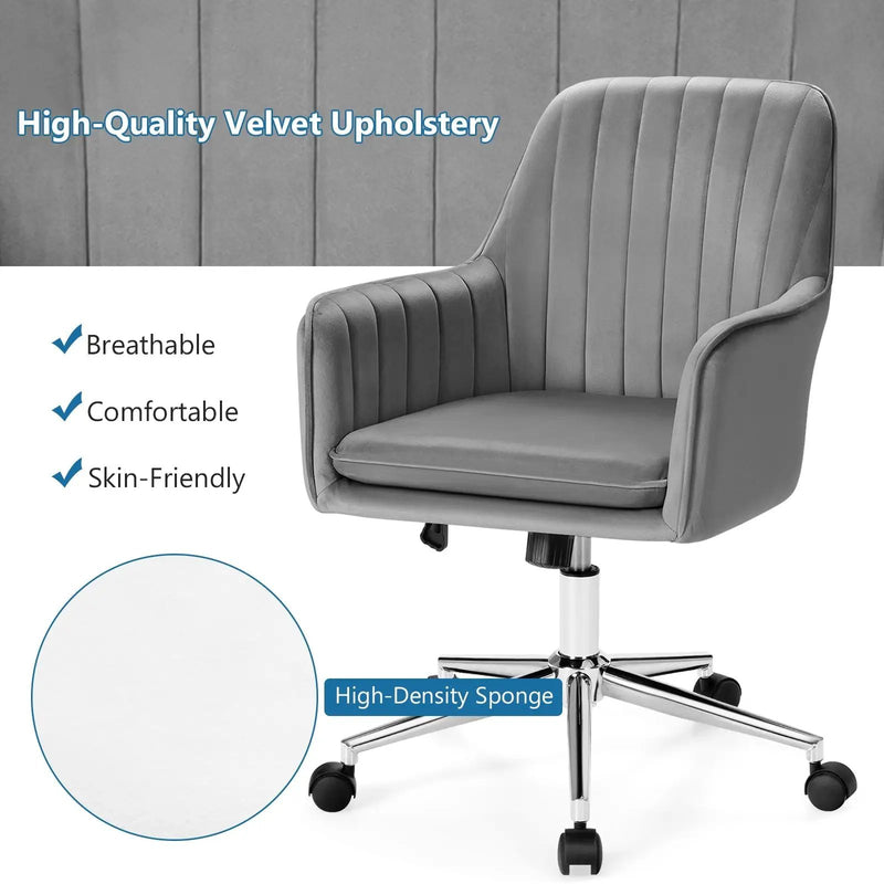 Velvet Accent Office Armchair with Adjustable Swivel and Removable Cushion by DirectDeals