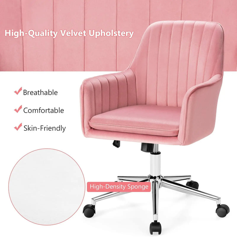 Velvet Accent Office Armchair with Adjustable Swivel and Removable Cushion by DirectDeals