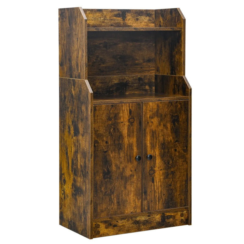 Storage Cabinet Bookcase with Doors and Display Shelf-Rustic Brown by DirectDeals