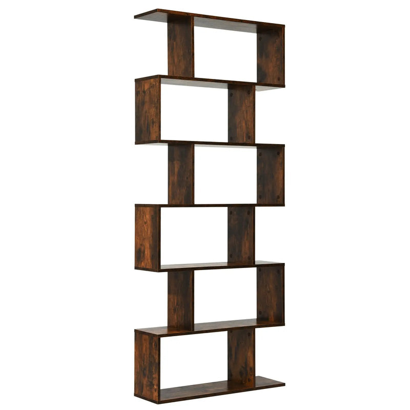 6 Tier S-Shaped Bookshelf Storage Display Bookcase Decor Z-Shelf by DirectDeals