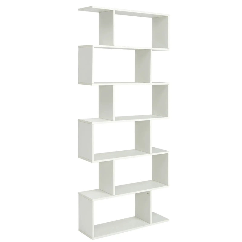 6 Tier S-Shaped Bookshelf Storage Display Bookcase Decor Z-Shelf by DirectDeals