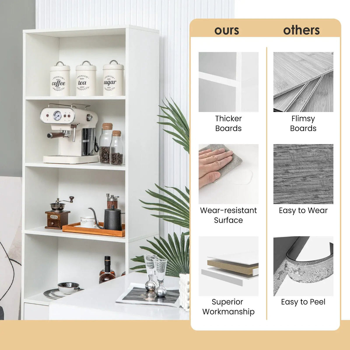 6-Tier Tall Freestanding Bookshelf with 4 Open Shelves and 2 Drawers by DirectDeals