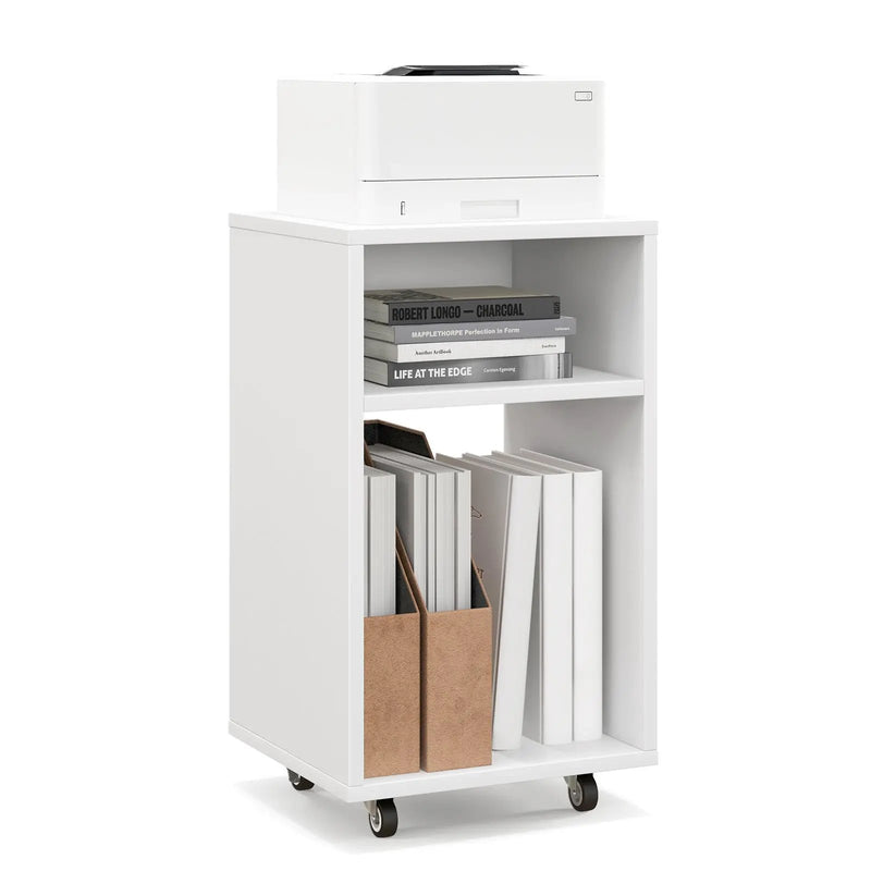 Mobile File Cabinet Wooden Printer Stand Vertical Storage Organizer-White by DirectDeals