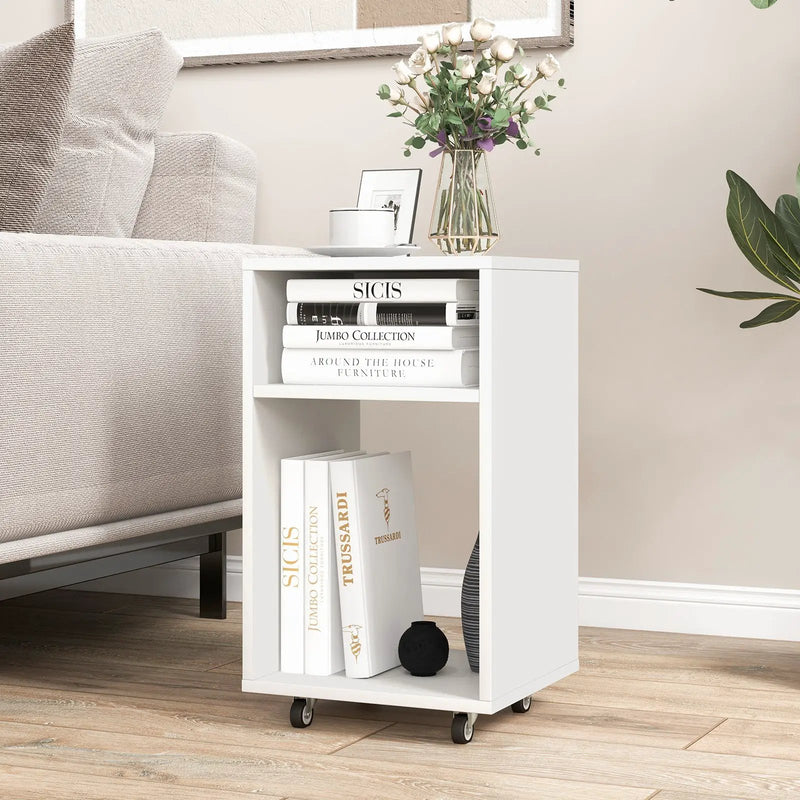 Mobile File Cabinet Wooden Printer Stand Vertical Storage Organizer-White by DirectDeals