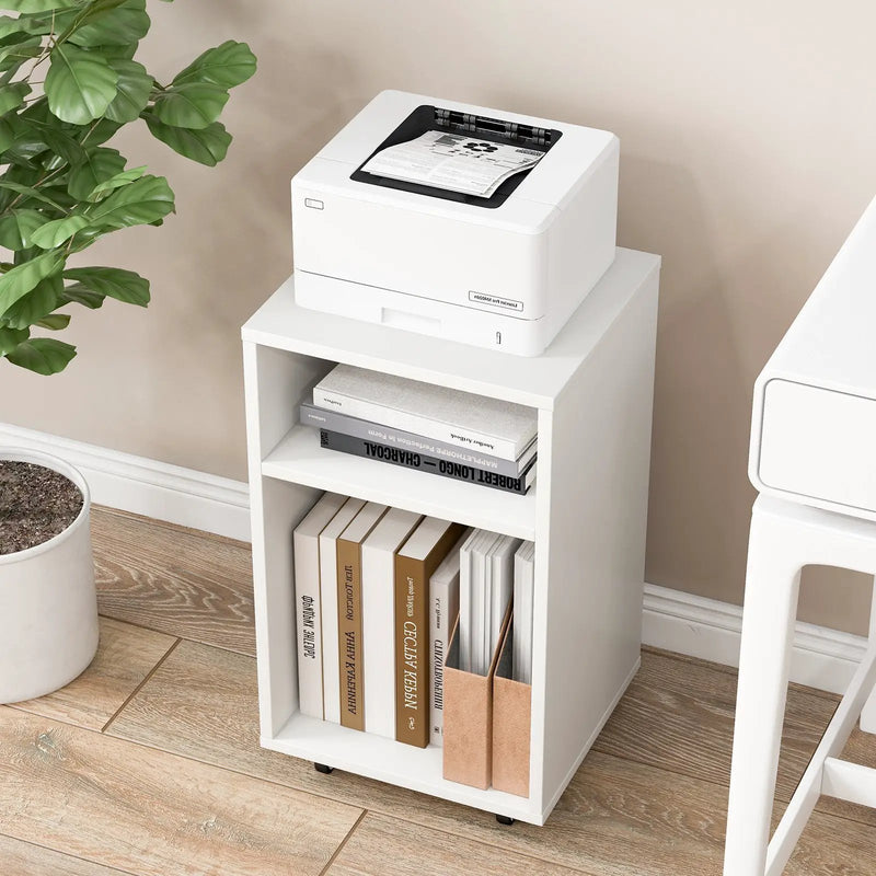 Mobile File Cabinet Wooden Printer Stand Vertical Storage Organizer-White by DirectDeals