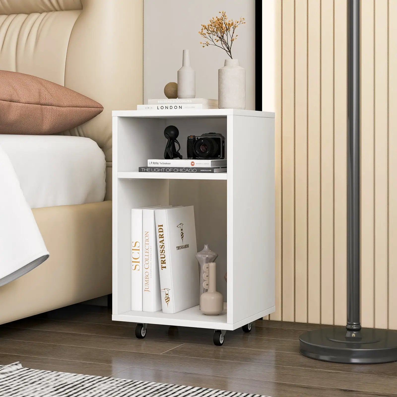 Mobile File Cabinet Wooden Printer Stand Vertical Storage Organizer-White by DirectDeals