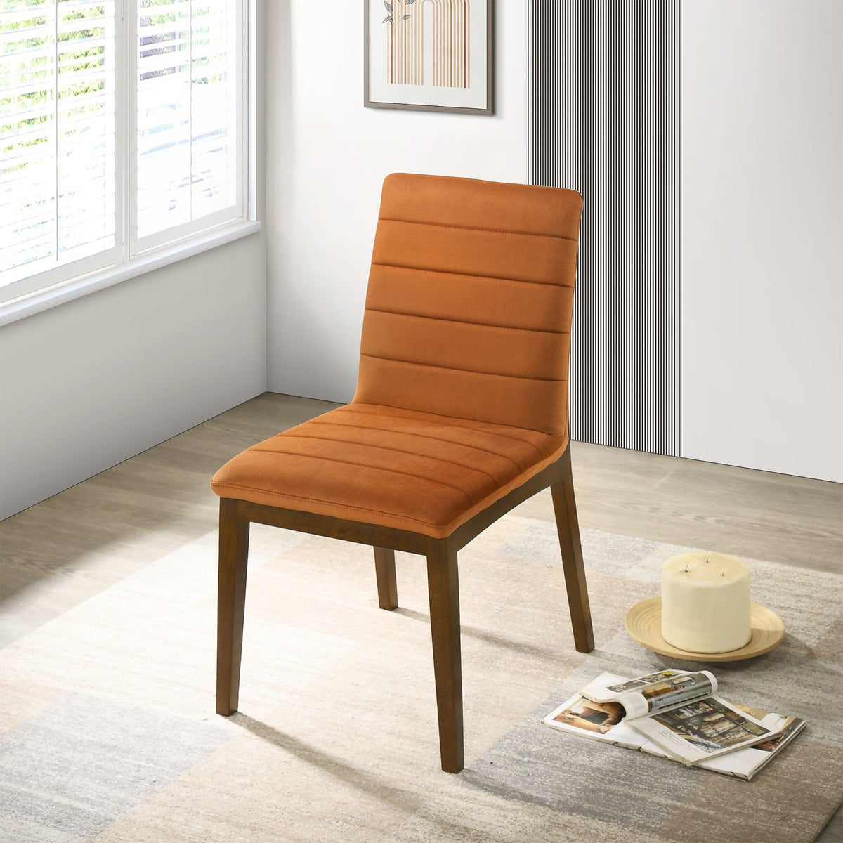 Modern Dining Chair Set with Solid Wood Base (Set of 2) - Orange or White, photo 22 of 27