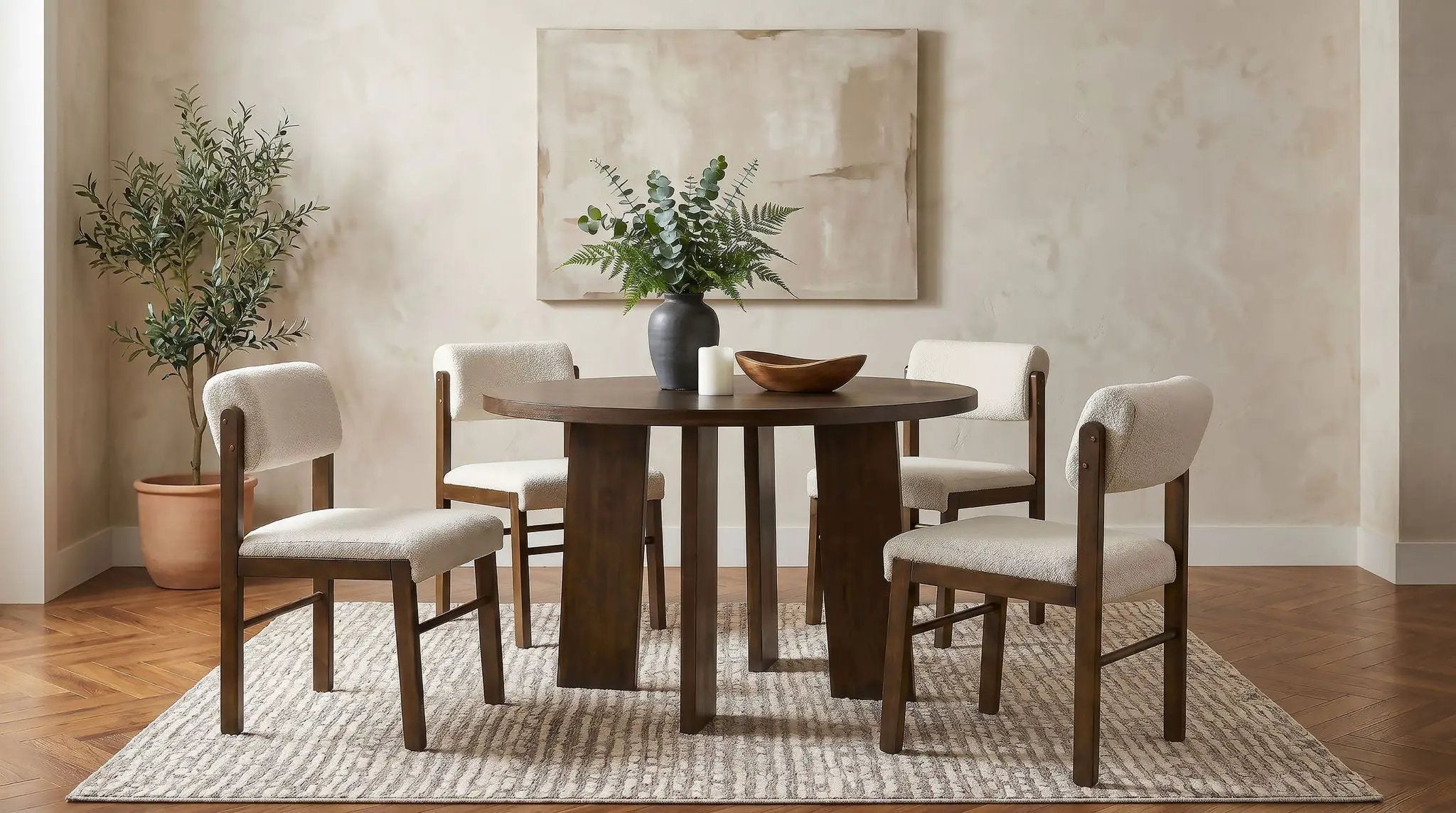 Strouse 5-piece Dining Set Cream and Walnut by Unique Piece Furniture