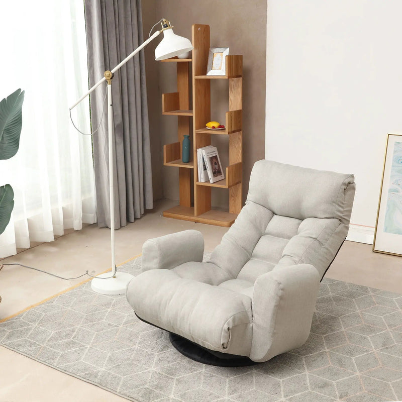 Modern With Metal Frame Swivel Game Lounge Chair With Adjustable Headrest And Waist Support, 360 Degree Rotatable Leisure Chair For Living Room - Gray by HouseOfZazla