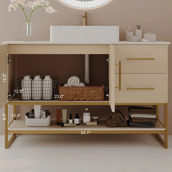 36" Modern Bathroom Vanity with Ceramic Vessel Sink, photo 2 of 10