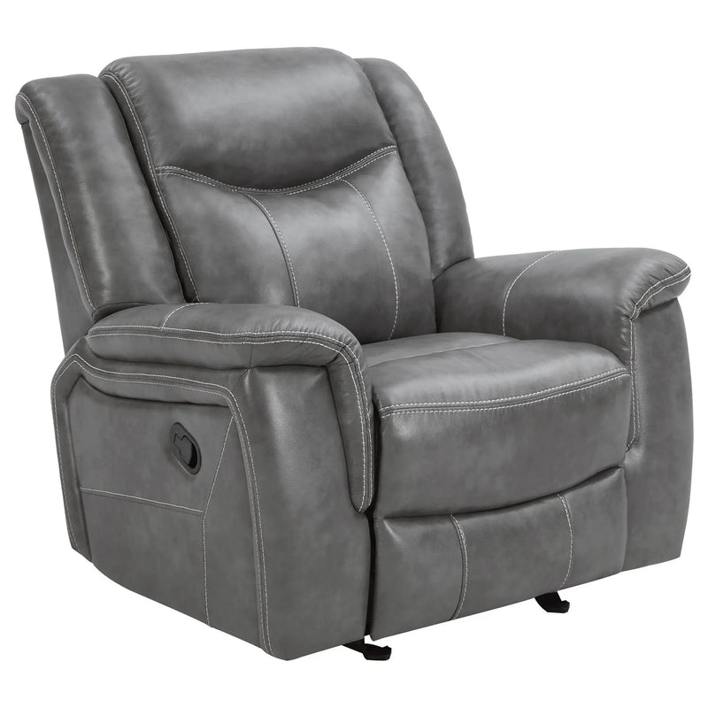 Conrad 3-piece Upholstered Padded Arm Motion Sofa Set Grey by Unique Piece Furniture