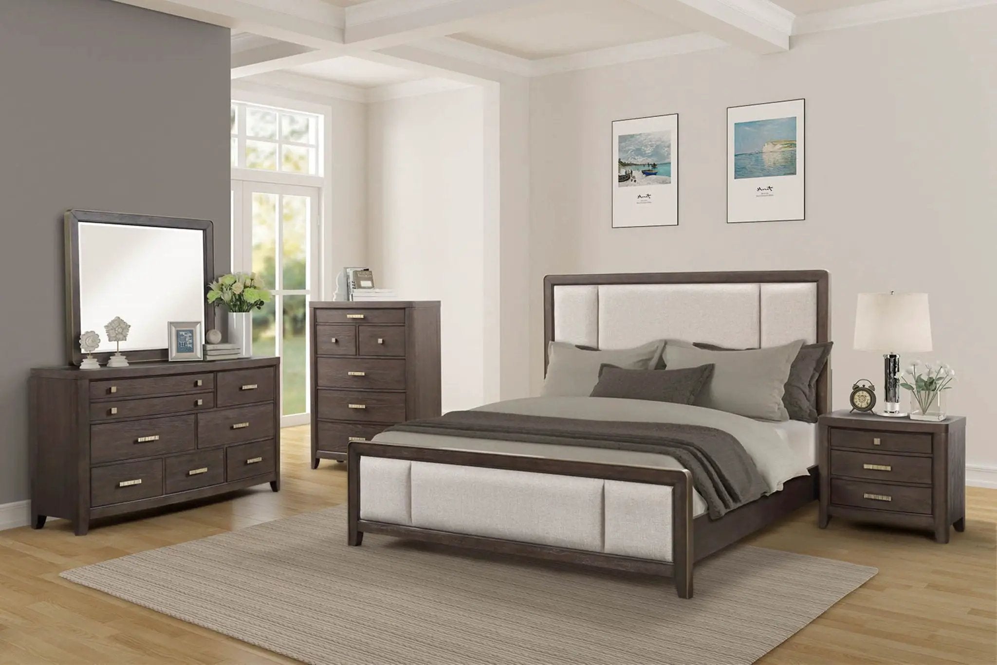 Upholstered Headboard & Footboard With Traditional Styling Bed by Unique Piece Furniture