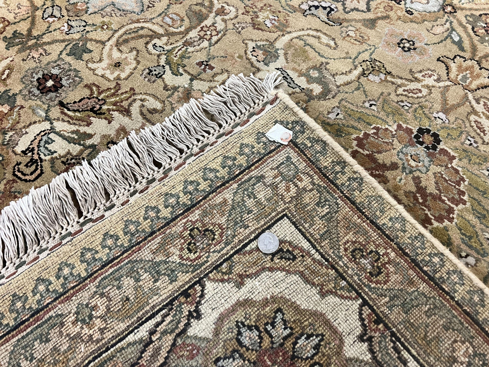 Indo Mahal Rug 8x10, Indian Jaipur Rug 8 x 10 ft, Wool Indo Persian Carpet, Handmade Traditional Floral Area Rug, Olive Green, Vintage Rug by Jewel Rugs