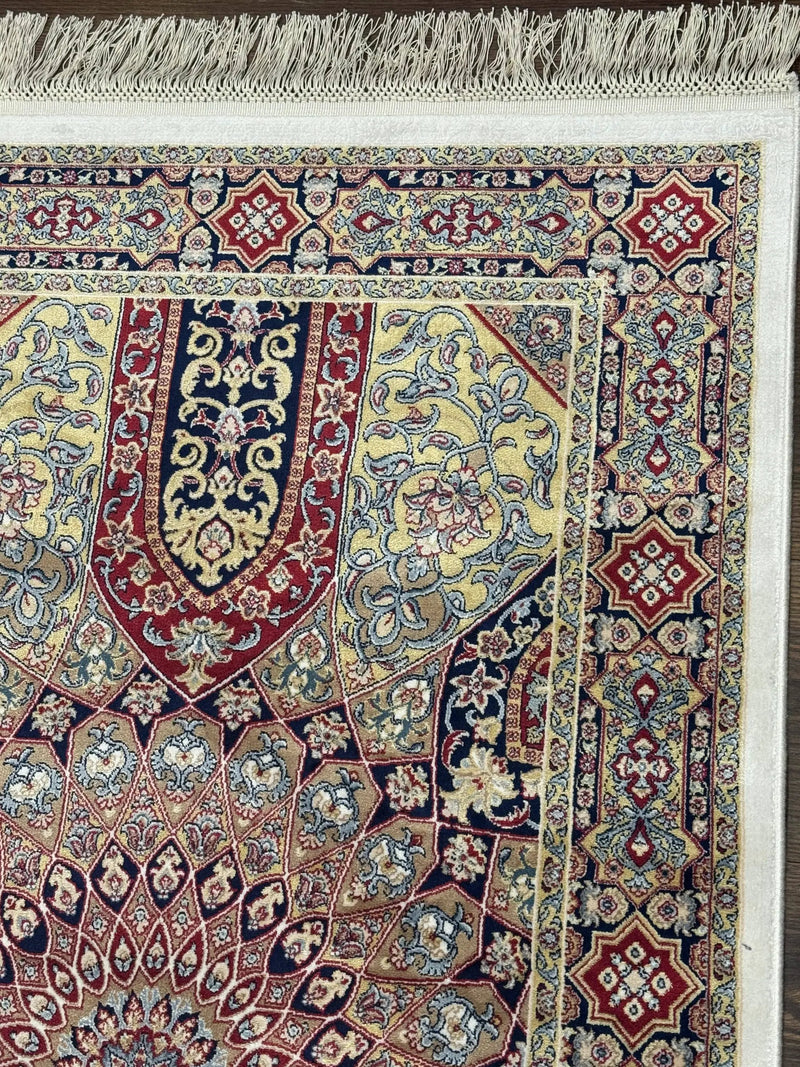 Turkish Silk Runner Rug 2.6 x 10, Dome Design, Hereke Runner, Bamboo Silk, New by Jewel Rugs