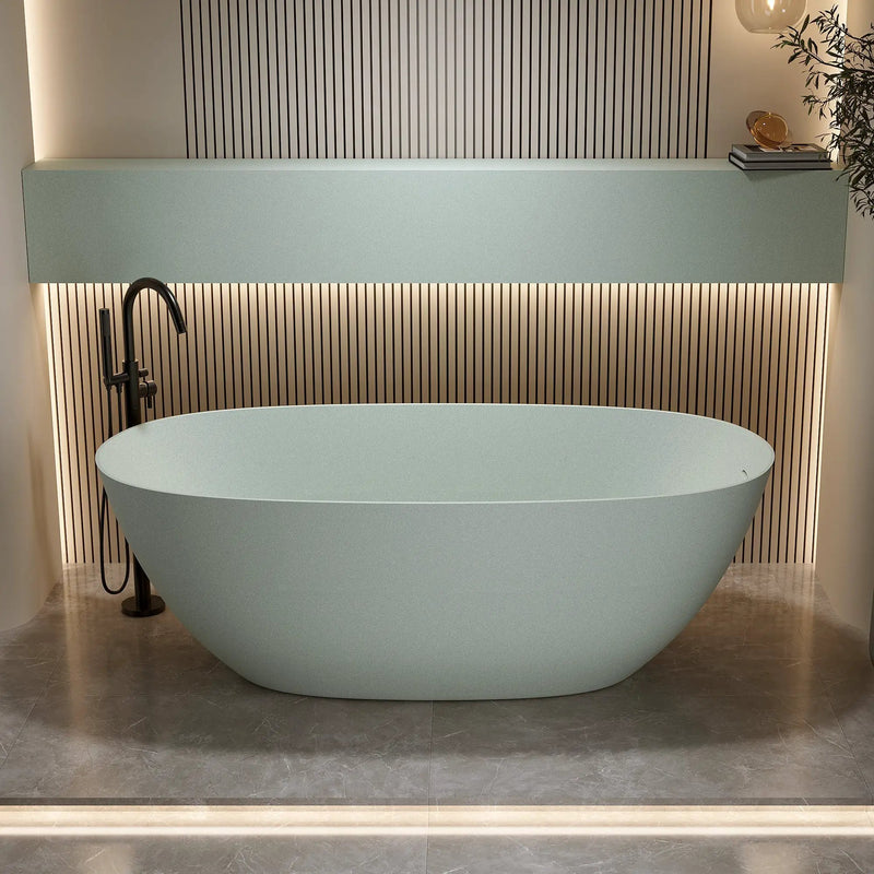 69'' Freestanding Bathtub Resin Stone Soaking Bathtub by HouseOfZazla