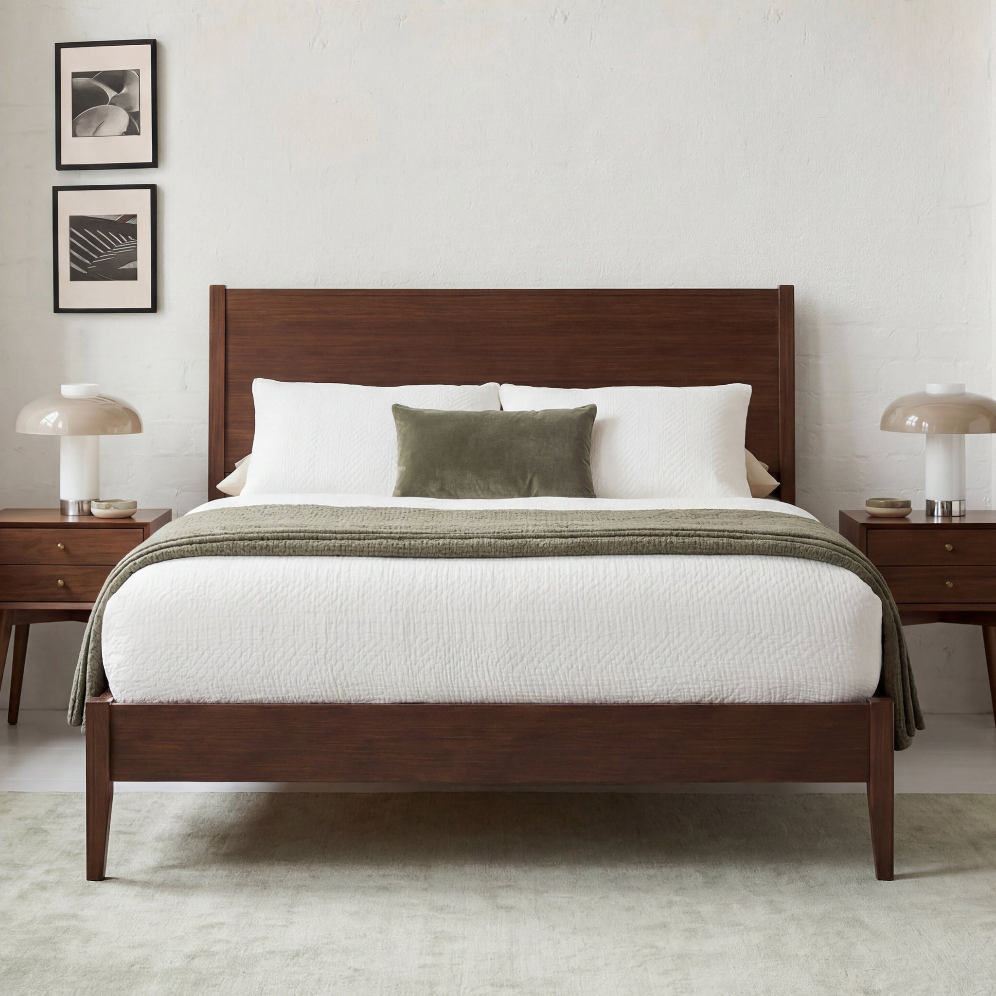 Mid-Century Modern Solid Bamboo Wood King Size Platform Bed by HouseOfZazla