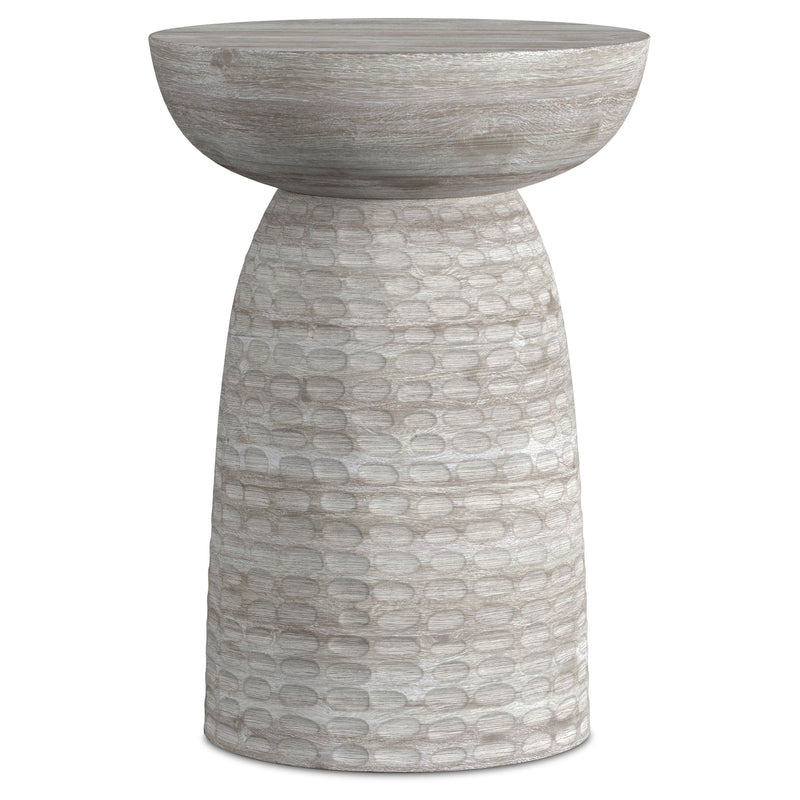 White Wash Accent Table with Sculptural Design - Boyd