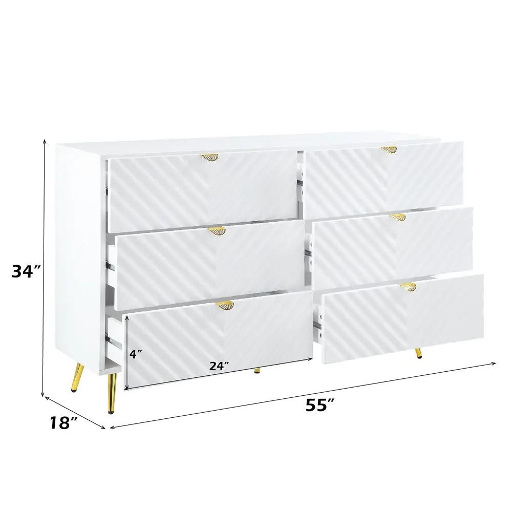 Gaines - 55" Dresser - White High Gloss by Unique Piece Furniture